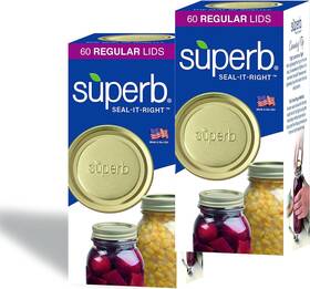 1000686182 Superb Sealing Solutions Canning Lids - Mason Jar Regular Mouth Lid Toppers Fit Gold