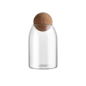 Svy 725786665259 Glass Storage Jar With Airtight Seal Wood Lid Ball Clear 700 Millili