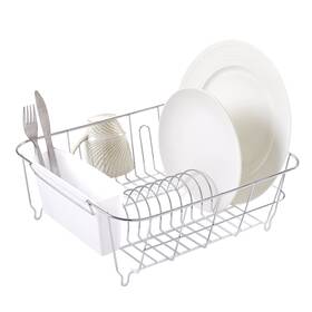 Sweet Home Collection 842491178284 Metal 2 Piece Dish Drying Rack Set Drainer With Utensil