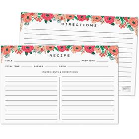 Sweetzer & Orange 810050401616 4x6 Recipe Cards. Set Of 50x Floral Blank Cards Inches Double Sided Sweetzer & Orange 810050401616 4x6 Recipe Cards. Set Of 50x Floral Blank Cards Inches Double Sided