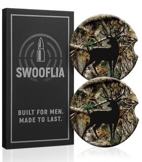 Cbd111204 Swooflia Car Coasters For Men - Deer Ceramic Cupholder Coaster Cool Absor