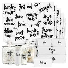 Talented Kitchen 194425574892 Laundry Labels For Jars And Containers - 141 Count White Viny