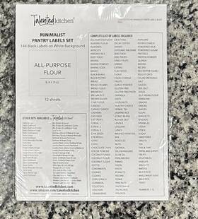 Talented Kitchen 194425575059 Pantry Labels Minimalist Script Set 144 Black On White