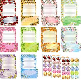 Fan-taobary-2379 Taobary 160 Packs Stationery Paper Set 50 Double Sided 8.5 X 11 Inch Flower