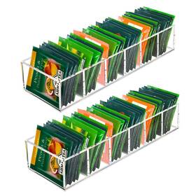 Tbo2p Tasybox Acrylic Tea Bag Organizer - Clear Small Packet Storage Box For Drawer Countertop
