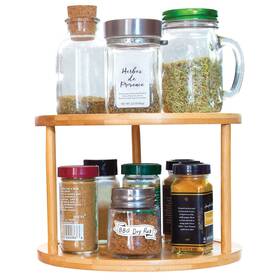 Tb Home 810042564114 Two-tier Bamboo Wood Lazy Susan Organizer Kitchen Turntable For Cab Inch