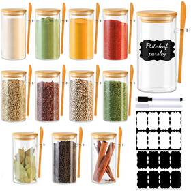 Tspg-007 Tbwind 12 Pack 10 Oz Round Glass Spice Jars With Lids And Spoons Airtight Small