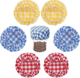 639473 Teaaha 1 Vfqzvazc 6 Pcs Sourdough Jar Cover Plaid Cloth Covers Reusable