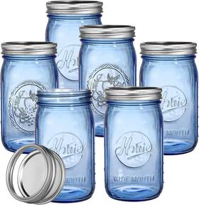 Masonjar-6wb Tebery 6 Pack Vintage Blue Home Mason Jars With Airtight Lids And Blueh-6wm