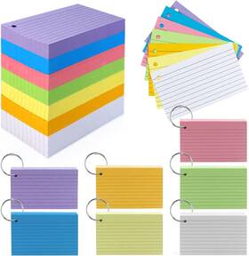 220822 Tecmisse 600 Pieces Index Cards Rulded 3 X 5 Card 7-color Thickened