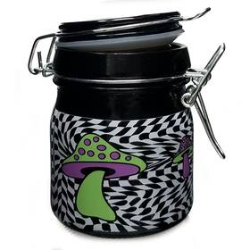 Ted Miller Innovation 852892007236 Airtight Glass Storage Jar Medium 3.75ftft Tall Wavy Checkboard With Green And Ted Miller Innovation 852892007236 Airtight Glass Storage Jar Medium 3.75ftft Tall Wavy Checkboard With Green And