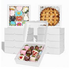 Lq992.5bs50 Temlqpack 50pcs 9x9x2.5 Inches White Bakery Boxes - Cookies Pie Chocolate Covered Str