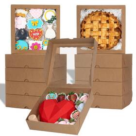 Lq992.5zs50 Temlqpack 50pcs 9x9x2.5 Inch Brown Bakery Boxes With Window Pie Cookies Chocolate Co Lq992.5zs50 Temlqpack 50pcs 9x9x2.5 Inch Brown Bakery Boxes With Window Pie Cookies Chocolate Co