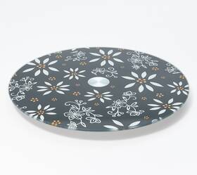 K51245 Temptations Temp-tations 12 Inch Lazy Susan Glass Sharing Circle Classic Black