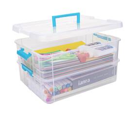 Psb-014 Tergoo 2 Layer Plastic Storage Containers With Lids Multipurpose Clear Stack And Carr