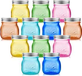 Ew-tessco-1373 Tessco For You 12 Pieces 8 Oz Colored Mason Jars With Lids Blue Green Orange Pink Ew-tessco-1373 Tessco For You 12 Pieces 8 Oz Colored Mason Jars With Lids Blue Green Orange Pink