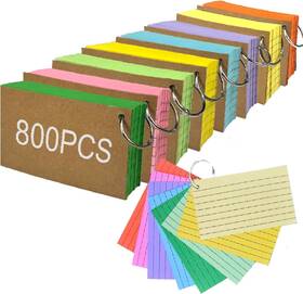 Yx24001 Tflfl Index Cards 3x5 Inch 800pcs Flash With 8 Colors 800 3x5inch Rings