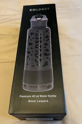 The Coldest Water 810082241556 Insulated 40 Oz Bottle With Straw Lid - Black Leopard