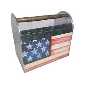 The Tin Box Company 078678252304 American Flag Napkin Utensil Caddy 4th Of July