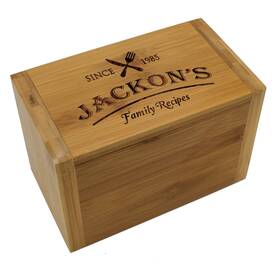 Wps0186 The Wedding Party Store Customized Bamboo Wood Recipe Box Holder - Custom Personalized Family
