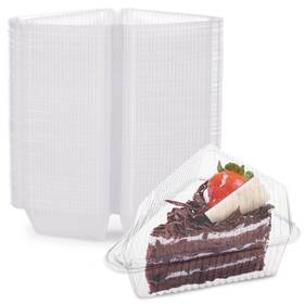 Spc31 Tideme 200 Pcs Cake Slice Containers 4 Inch - Clear Plastic Individual Pie Sl