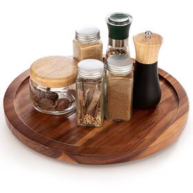 Tidita 012436147822 13 Inch Lazy Susan Turntable For Table- Wooden Organizer Cab
