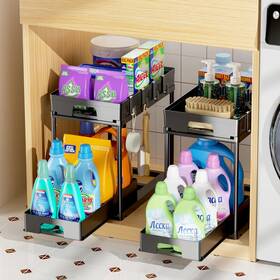 Tlm-sinkorganizer-black-2set Tidylamu 2 Pack Under Sink Organizers And Storage Double Sliding Kitchen Bathroom Cab Tlm-sinkorganizer-black-2set Tidylamu 2 Pack Under Sink Organizers And Storage Double Sliding Kitchen Bathroom Cab