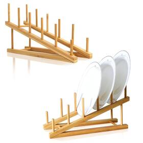 Tie-dailynec 432173360409 2 Pcs Wooden Dish Rack Bamboo Drying Stand Pot Lid Holder Kitchen Cabine Tie-dailynec 432173360409 2 Pcs Wooden Dish Rack Bamboo Drying Stand Pot Lid Holder Kitchen Cabine