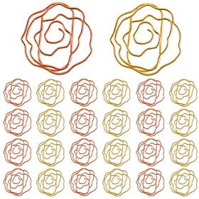 40820244 Tiecawk 50pcs Rose Shape Paper Clips Office Metal Accessories Gold Flower