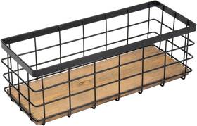 Tieyipin 748432158196 Farmhouse Small Metal Wire Storage Basket Rustic Organizer Black