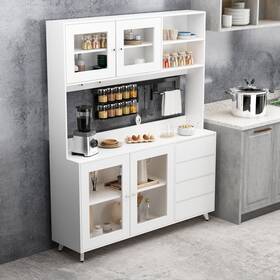 Timechee 741541833497 63 Inch W 74.8 Buffet With Hutch Freestanding Kitchen Pantry Timechee 741541833497 63 Inch W 74.8 Buffet With Hutch Freestanding Kitchen Pantry