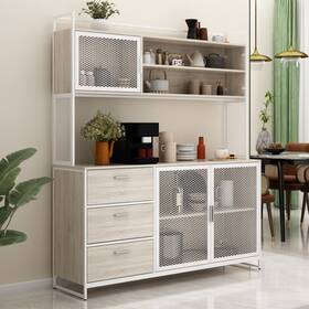 Timechee 758863587465 Kitchen Pantry Storage Cabinet Microwave