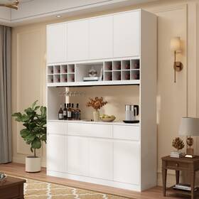 Timechee 758987910385 Pantry Storage Cabinet Microwave/wine And