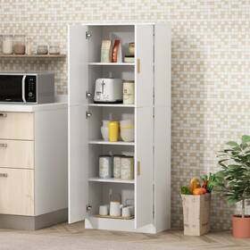 Timechee 768640669161 Kitchen Pantry With Adjustable Shelves Wood Storage Cabinet