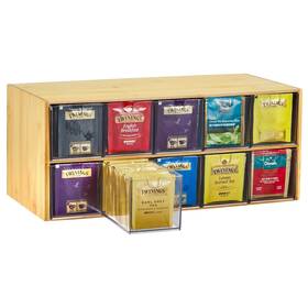 Hsi-cbsnj-05 Timieeya Tea Bag Organizer - Bamboo Storage With Drawer 2 Layer Org