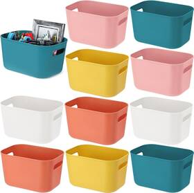 Boo-tioncy-6968 Tioncy 10 Pcs Plastic Storage Bins White Green Yellow Pink Orange Boo-tioncy-6968 Tioncy 10 Pcs Plastic Storage Bins White Green Yellow Pink Orange