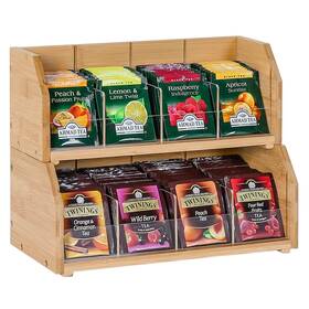 2c-cbj Tiopghad 2-layer Stackable Bamboo Tea Bag Organizer Storage Holder And Rack - Wooden