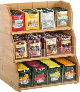 Tiopghad 313034259260 3 Layer Stackable Bamboo Tea Bag Organizer Storage Holder For Bags Wood