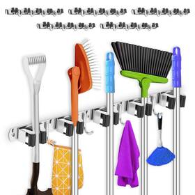 Tksdwblty 190825546051 5 Pack Broom Holder Wall Mount Racks 4 Hooks Stainless Steel Mop Hold