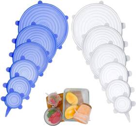 Tliocas 703123245852 Silicone Stretch Lids Reusable Zero Waste Products Universal Blue And White