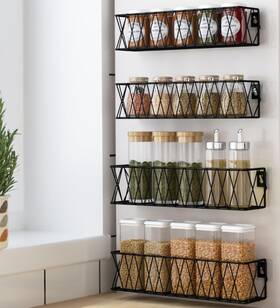 Hg08b Tomir Hanging Spice Rack Wall Mount 4 Pack Seasoning Organizer Adhesive Hg08b Tomir Hanging Spice Rack Wall Mount 4 Pack Seasoning Organizer Adhesive