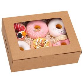 Cbw-070702 Tomnk 12pcs 8x6x2.5 Inches Brown Bakery Boxes With Window Cookie For C Cbw-070702 Tomnk 12pcs 8x6x2.5 Inches Brown Bakery Boxes With Window Cookie For C