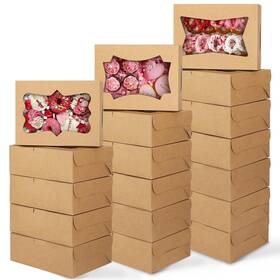 Hu-xi-172 Tomnk 24pcs 8x6x2.5 Inches Cookie Boxes Bakery With 3 Style Window
