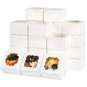 Zqk-463 Tomnk 150pcs White Cookie Boxes With Window 4x4x2.5 Inch Small Bakery
