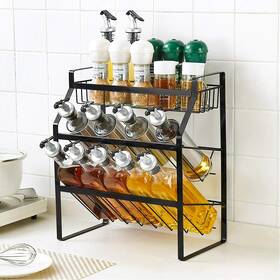 Tomorotec 810027642905 3-tier Compact Size Kitchen Spice Organizer Shelf Rack Storage Bar