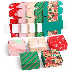 Tonespac 243976000005 25 Pack 4x4x2 Inch Small Christmas Gift Box With Lid Recyclable Cor