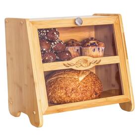 20-7530 Totally Bamboo Double Layer Farmhouse Bread Box With Window For Kitchen Count