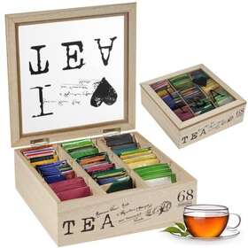 Toyoget 752870882810 Wooden Tea Box Bag Organizer Storage 9 Compartments With Clear Window Toyoget 752870882810 Wooden Tea Box Bag Organizer Storage 9 Compartments With Clear Window
