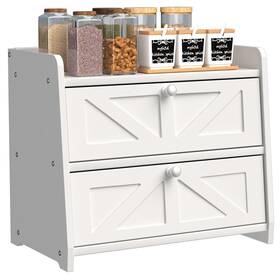 Dy702wt01 Tqqdci Bread Box For Kitchen Countertop Double Layer Wooden Breadbox Large Capacit