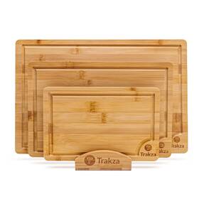 T22-9 Trakza Bamboo Cutting Board Set - Durable Kitchen Boards For Chopping Fruit
